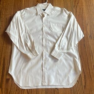 Robert Talbott Cream Long Sleeve Dress Shirt, 17/35 Big and Tall